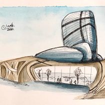 My project in Architectural Sketching with Watercolor and Ink course. Architecture, and Watercolor Painting project by Nada Alabdulwahed - 04.09.2020