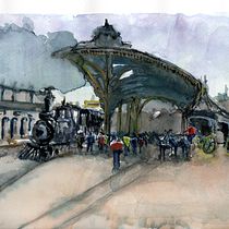 Coquimbo Chile, una visión antigua de mi ciudad.. Pintura em aquarela projeto de seplazo - 10.04.2020