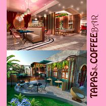 REST: TAPAS&COFFEEBAR  se trata de la fusión de dos culturas y épocas diferente (España-Bolivia) (edad media y lo moderno). Projekt z dziedziny  Architektura, Architektura wnętrz, Projektowanie powierzchni h, low, ch i Projektowanie wnętrz użytkownika Ximena Sandoval Ichinose - 11.04.2020