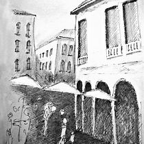 My project in Architectural Sketching with Watercolor and Ink course. Advertising project by Bruce Pearson - 04.11.2020
