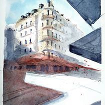 París, un 12 d'Abril de 2020: Dibujo arquitectónico con acuarela y tinta. Architecture, and Street Art project by MARIA MEZQUITA VIDAL - 04.12.2020
