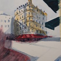 Proyecto final , edificio eun una esquina en París . Watercolor Painting project by Pedro Luis Blaya Giner - 04.13.2020
