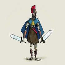 Los tres guerreros momias romanos. Traditional illustration project by Pablo Durán - 04.14.2020