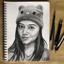 Mi Proyecto del curso: Autoretrato con gorro. Artes plásticas, Desenho a lápis, e Desenho de retrato projeto de Luisa Rodriguez - 15.04.2020