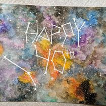 My 1st Modern Watercolor Techniques course project - a birthday card!. Un progetto di Pittura ad acquerello di mishelle_oun - 16.04.2020
