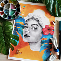 Mi Proyecto del curso: Retrato con lápiz, técnicas de color y Photoshop. Ilustração tradicional projeto de Mary Orsini - 17.04.2020