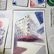 My project in Architectural Sketching with Watercolor and Ink course. Watercolor Painting project by Jing Ma - 04.19.2020
