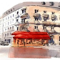 My project in Architectural Sketching with Watercolor and Ink course. Architecture project by Ron Heikes - 04.22.2020