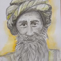 Mi Proyecto del curso: retrato frontal de un anciano hindú. Drawing project by Valentina Baraquet - 04.23.2020