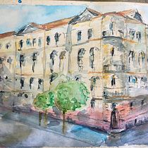 A house in Budapest - my first ever ink and watercolour. Watercolor Painting project by borbala.farago - 04.22.2020