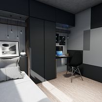 Dormitorio masculino ADN TRANQUILIDAD. Een project van Interactief ontwerp van Montserrat Ly - 28.04.2020
