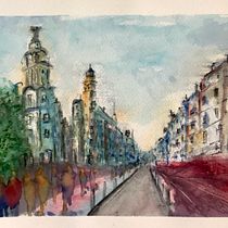 Mi Proyecto del curso: Dibujo arquitectónico con acuarela y tinta. Pintura projeto de Samuel Benarroch - 24.04.2020