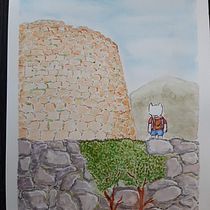 "Nuraghe" -  Watercolor Illustration with Japanese Influence. Pintura em aquarela projeto de casu_gianluca - 26.04.2020