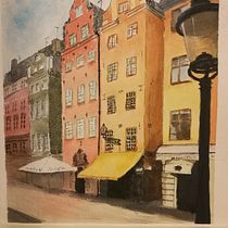 My project 1st trial in Architectural Sketching with Watercolor and Ink course. Pintura em aquarela projeto de Magnus Liden - 26.04.2020