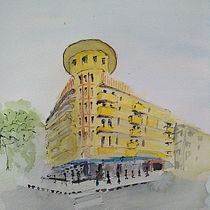My project in Architectural Sketching with Watercolor and Ink course. Pintura em aquarela projeto de Richard Fernandes - 27.04.2020