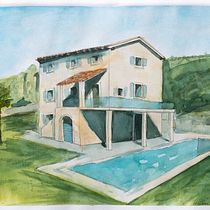 My project in Architectural Sketching with Watercolor and Ink course. Architecture, Drawing, and Watercolor Painting project by Marcin - 04.27.2020