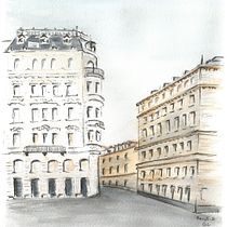 Somewhere in Paris. Ilustração arquitetônica, e Pintura em aquarela projeto de ghazallababidi - 05.05.2020