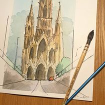 My project in Architectural Sketching with Watercolor and Ink course. Watercolor Painting project by Cedric - 05.01.2020