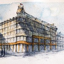 Mi Proyecto del curso: Dibujo arquitectónico con acuarela y tinta. Esboçado projeto de Nadia Ham - 04.05.2020