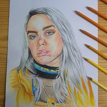 Proyecto Final: Retrato realista de Billie Elish. Artistic Drawing, Portrait Drawing, and Realistic Drawing project by Maria Paula Florez Vargas - 05.04.2020