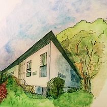 Mi Proyecto del curso: Villa Planchart en tinta y acuarela. Architecture project by Ad Nu - 05.09.2020