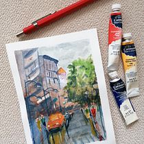 Mi Proyecto del curso: Paisajes urbanos en acuarela. Un projet de Aquarelle de Mar - 06.05.2020