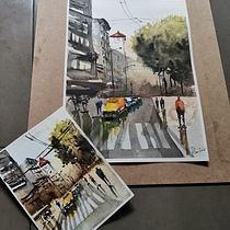 Mi Proyecto del curso: Paisajes urbanos en acuarela. Un projet de Aquarelle de Paz Riu marquez - 16.05.2020