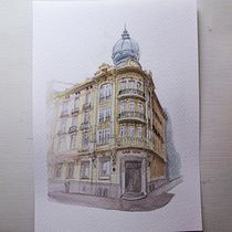 Mi Proyecto del curso: Dibujo arquitectónico con acuarela y tinta. Pintura em aquarela projeto de Bocana Creativa - 07.05.2020