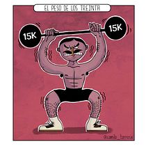 EL PESO DE LOS TREINTA. Drawing, Traditional illustration, and Digital Illustration project by Camilo Cuellar Torres - 05.10.2020