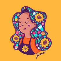 Meu projeto do curso: Retrato ilustrado com elementos botânicos. Ilustração digital projeto de Lorrane Lillian - 11.05.2020