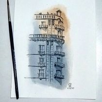 Meu projeto do curso: Desenho arquitetônico com aquarela e tinta. Watercolor Painting project by Dinara Azevedo - 05.12.2020