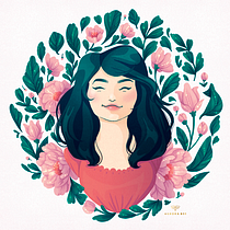  Retrato ilustrado com elementos botânicos. Desenho, e Desenho digital projeto de marianamimura - 14.05.2020
