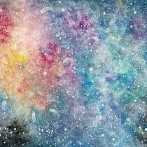 Meu projeto do curso: Técnicas modernas de aquarela. Galaxy. Un progetto di Pittura ad acquerello di Beatrice - 15.05.2020