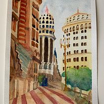 Trabajo final del curso Paisajes urbanos en acuarela: "Calle Florida". Un projet de Aquarelle de Pablo Andreoni - 19.05.2020