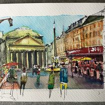 Plaza del Panteón en Roma. Drawing project by marcelo roberto martinelli - 05.17.2020