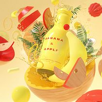  Diseño de sets en 3D para productos.... Banana & Apple. Un proyecto de 3D, Dirección de arte y Diseño 3D de Juan Fernando Gonzalez - 17.05.2020