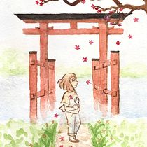 Meu projeto do curso: Ilustração em aquarela com influência japonesa. Un proyecto de Bellas Artes, Ilustración tradicional y Pintura a la acuarela de Caroline Albuquerque - 22.05.2020