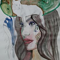 My animalistic self, wolf-woman. Artistic Drawing project by apsegaite - 05.24.2020