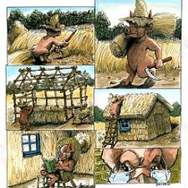 My project in Watercolor Coloring for Comics and Illustrations course: my take on the three little pigs. Watercolor Painting project by blanebellerud - 06.16.2020