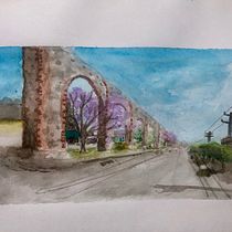 My project in Architectural Sketching with Watercolor and Ink course. Watercolor Painting project by bottleana - 05.28.2020