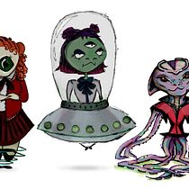 Niñas extraterrestres. Character Design project by claudia_bennasar - 05.29.2020