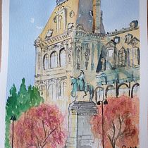 Mi Proyecto del curso: Dibujo arquitectónico con acuarela y tinta. Edificio París. Architecture project by Cayetano Mateos - 05.29.2020