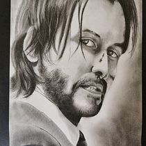 Proyecto Final: "John Wick" Retrato realista con lápiz de grafito . Desenho a lápis projeto de jack de la cruz - 30.05.2020