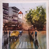 Mi Proyecto del curso: Paisajes urbanos en acuarela . % Mimi Ned tarafından hazırlanan Sulubo, Ve a Resim projesi - 06.01.2020
