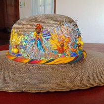 Mi Proyecto del curso: SOMBRERO DE PALMA MULTICOLOR. Embroider project by Adriana García - 06.01.2020