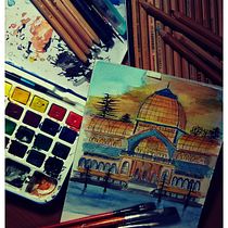 Mi Proyecto del curso: Dibujo arquitectónico con acuarela y tinta. Architecture project by e.jovany - 06.04.2020