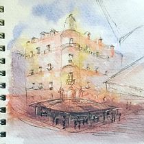 My project in Architectural Sketching with Watercolor and Ink course. Watercolor Painting project by colleenamoretti - 06.05.2020