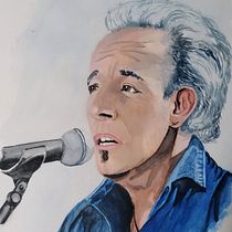 Caricatura Bruce Springsteen. Un progetto di Pittura ad acquerello di Carles Pla Aixala - 20.06.2020