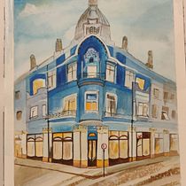 My project in Architectural Sketching with Watercolor and Ink course. Ilustração arquitetônica projeto de Shikha Parihar - 25.06.2020