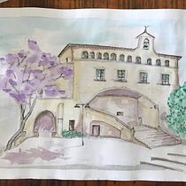Jardins de Rubió i Lluch, Acadamia de medicina where Gaudi was taken after he was rundown by a tram.. Sketching project by Oona Napier - 06.11.2020